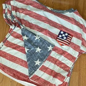 Plus size off the shoulder flag shirt!